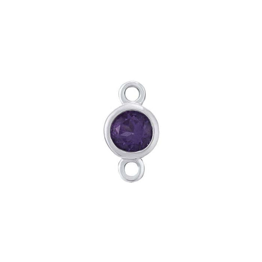 14K White Gold 3mm Amethyst-Set Link Component