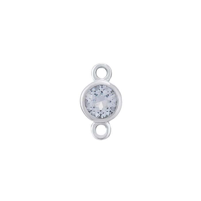 14K White Gold Birthstone-Set Link Component