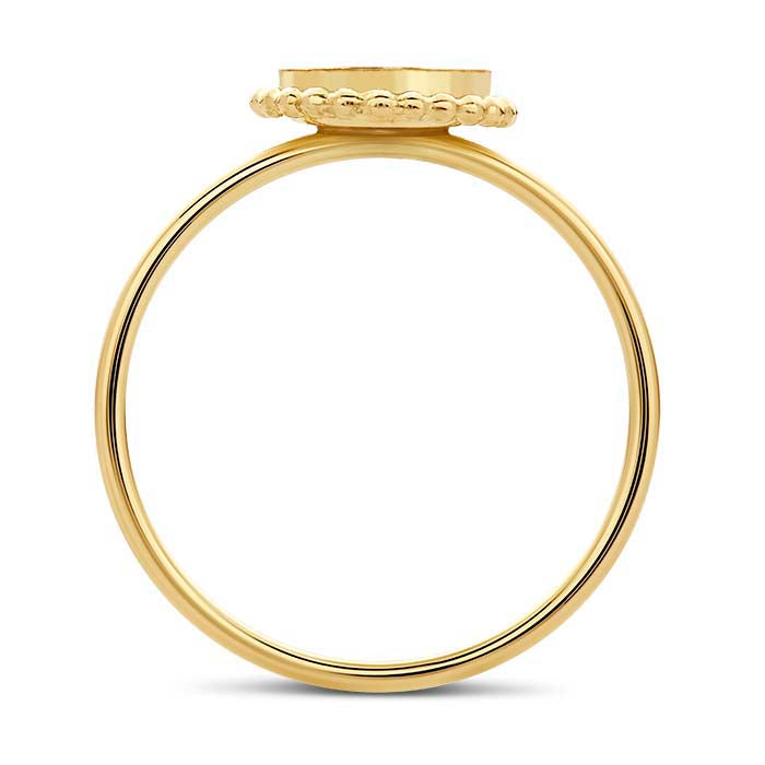 14/20 Yellow Gold-Filled Beaded Round Cabochon Ring Mounting