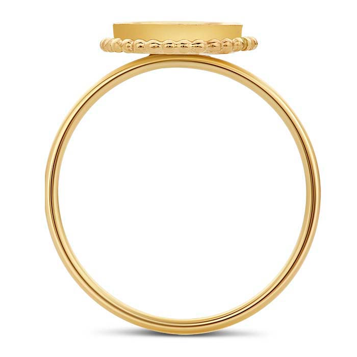 14/20 Yellow Gold-Filled Beaded Round Cabochon Ring Mounting