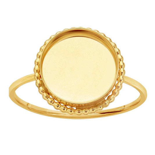 14/20 Żółte Złoto Wypełnione 10mm Ozdobne Okrągłe Gładkie Oczko Pierścionka