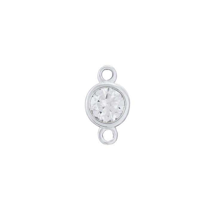14K White Gold Birthstone-Set Link Component