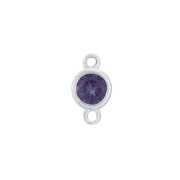 14K White Gold Birthstone-Set Link Component