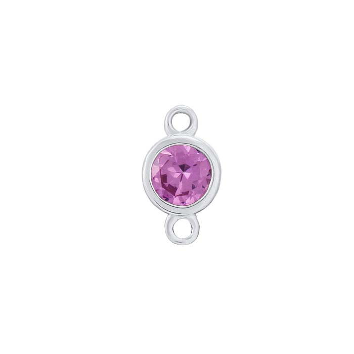 14K White Gold Birthstone-Set Link Component