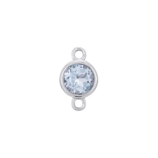 14K White Gold Birthstone-Set Link Component