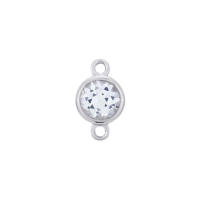 14K White Gold Birthstone-Set Link Component