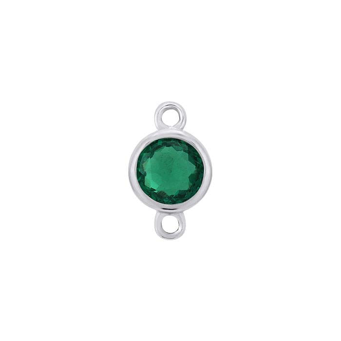 14K White Gold Birthstone-Set Link Component