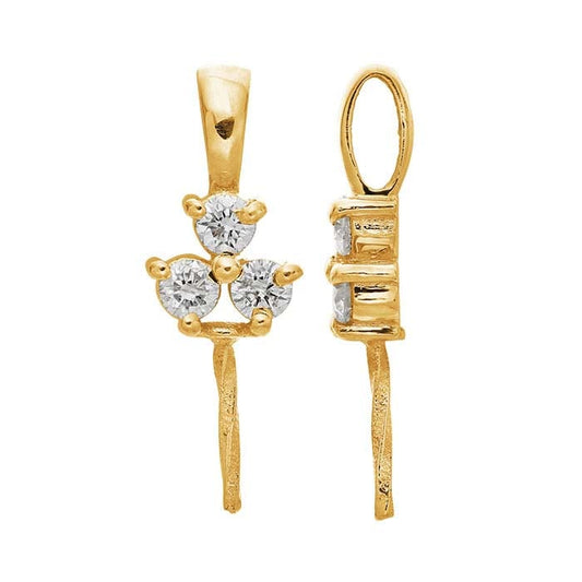 14K Yellow Gold Diamond-Set Pearl Pendant Mounting