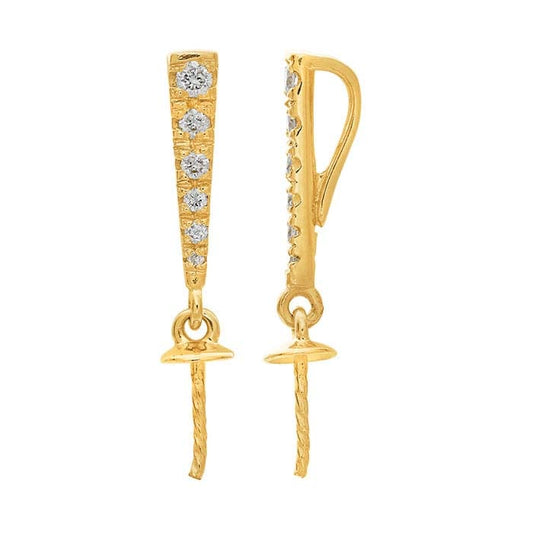 Montagem de Pendente em Ouro Amarelo 14K com Pérola e Diamantes