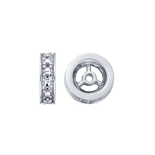 14K Witgouden 7mm Diamantgezette Kralen Spacer Kraal