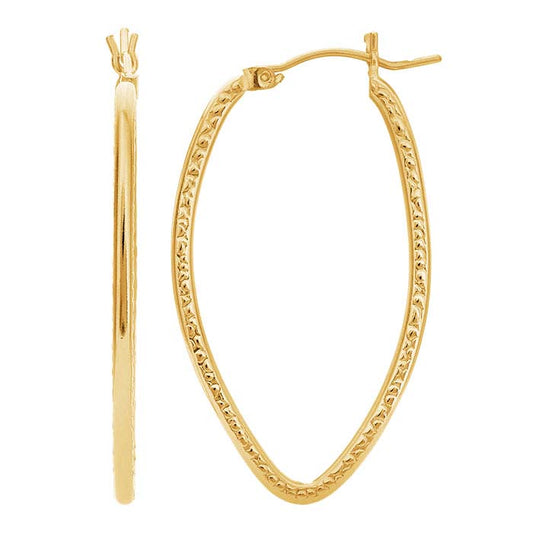 أقراط حلقية مسطحة بشكل ماركيز من الذهب الأصفر المطلي 14/20