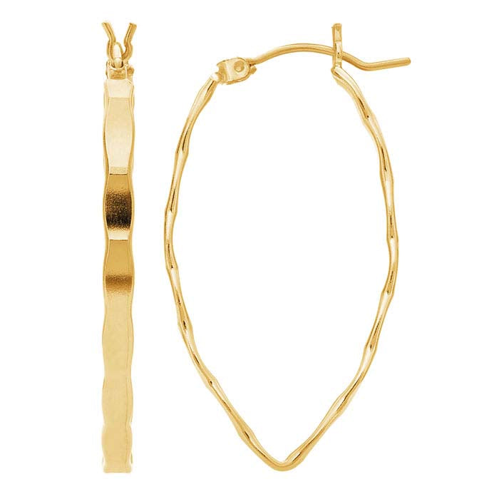 Kolczyki koła w kształcie marquise z młotkowanego żółtego złota wypełnionego 14/20