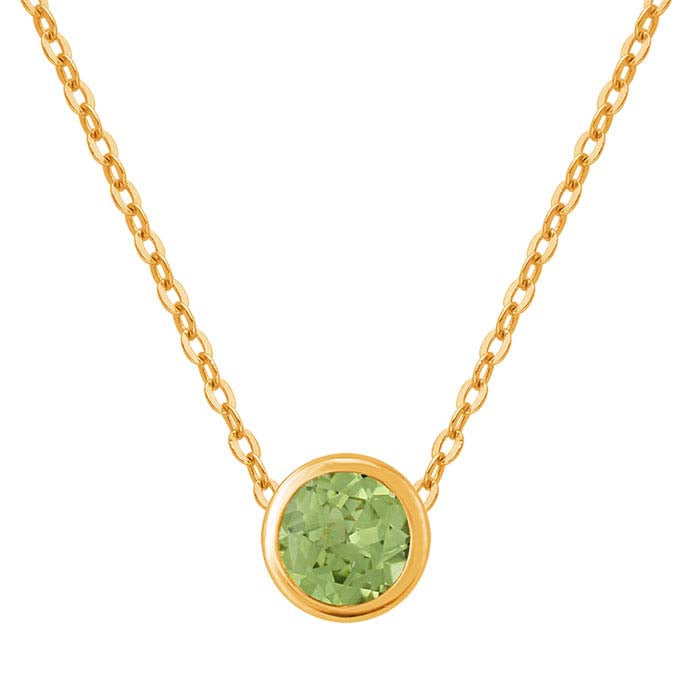 تعويذة مرصعة بحجر البيريدوت 4 مم من الذهب الأصفر عيار 14 قيراط