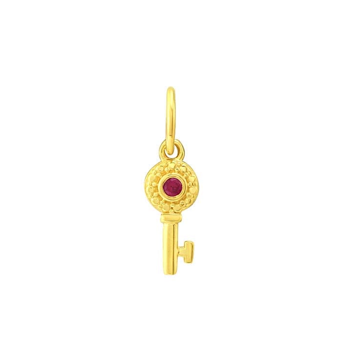 14K Yellow Gold Ruby-Set Key Charm – Amadesa