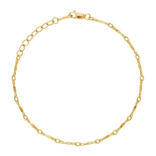 14/20 Yellow Gold-Filled Dapped Bar & Link Chain Bracelet