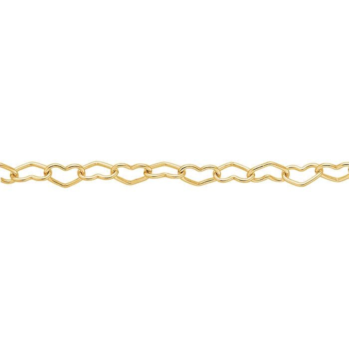 14/20 Yellow Gold-Filled Heart Link Cable Chain