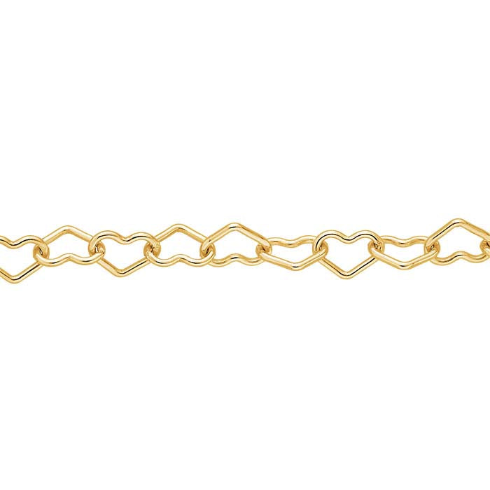 14/20 Yellow Gold-Filled Heart Link Cable Chain