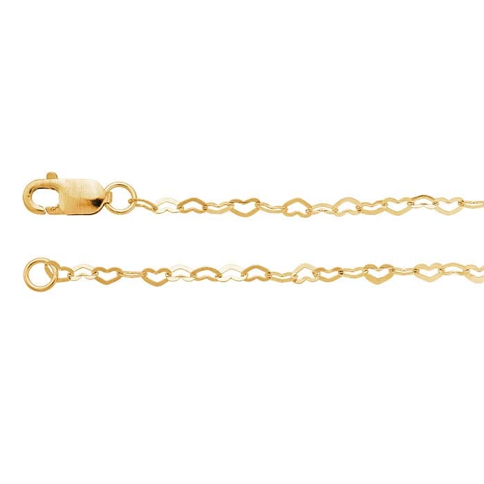 14/20 Yellow Gold-Filled Flat Heart Link Cable Chain