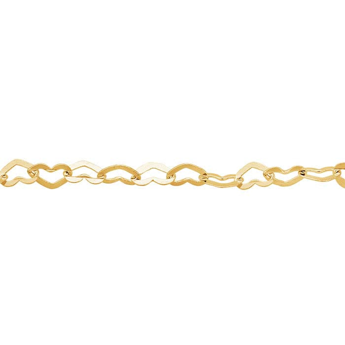 14/20 Yellow Gold-Filled Flat Heart Link Cable Chain