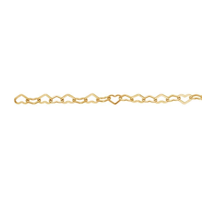 14/20 Yellow Gold-Filled Flat Heart Link Cable Chain