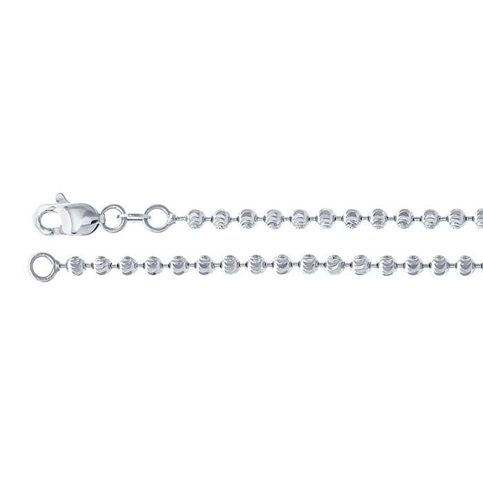 14K White Gold Moon-Cut Bead Chain