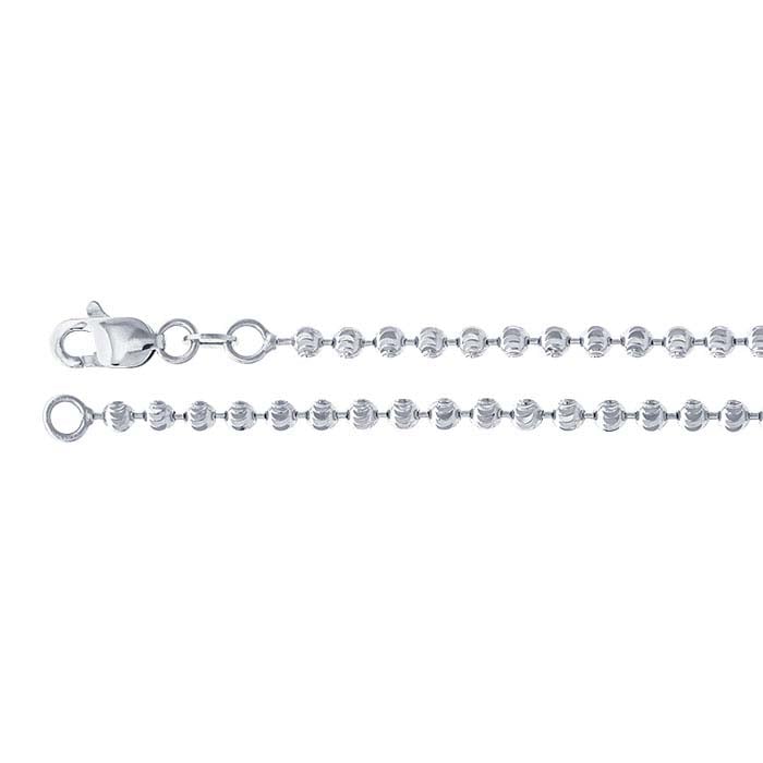14K White Gold Moon-Cut Bead Chain