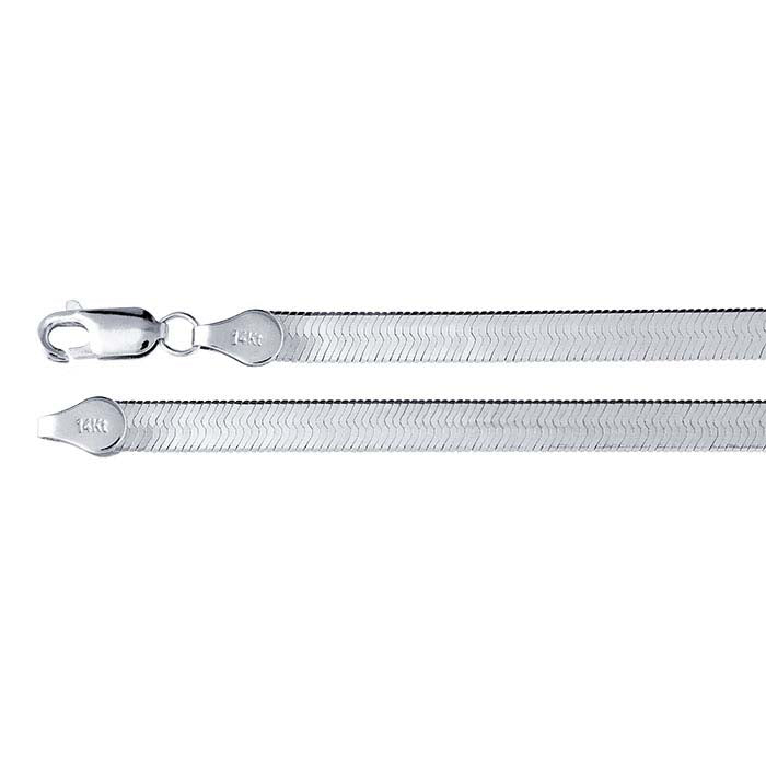 14K White Gold Herringbone Chain
