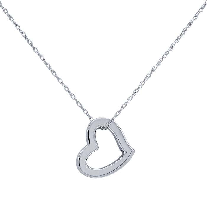 Halskette mit offenem Herz aus 14 Karat Weißgold