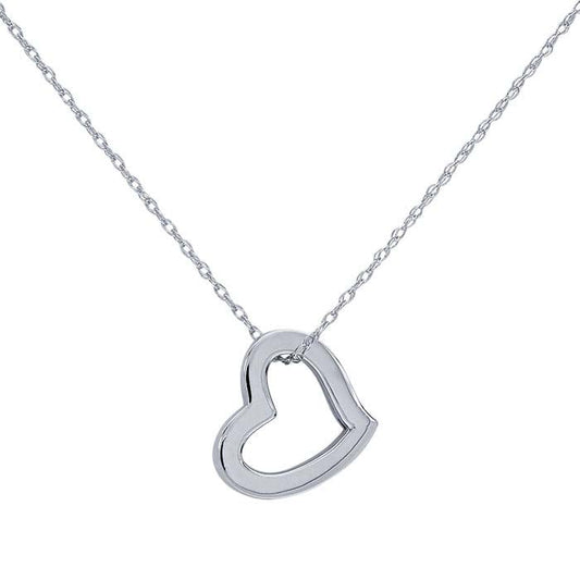 Halskette mit offenem Herz aus 14 Karat Weißgold