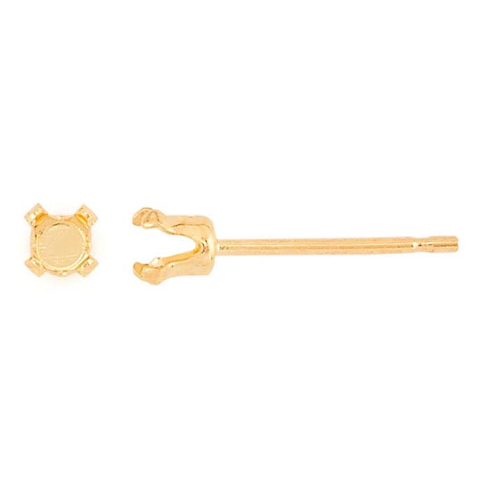 Snap-Set™ 14K Yellow Gold Round Post Earring Mounting