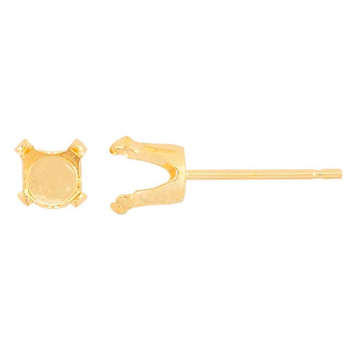 Snap-Set™ 14K Yellow Gold Round Post Earring Mounting