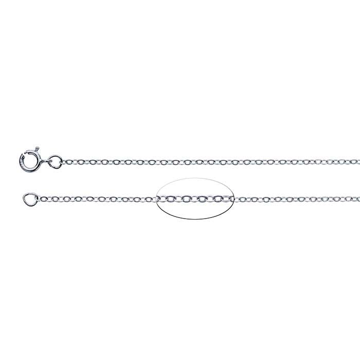 14K White Gold Flat Oval Cable Chain