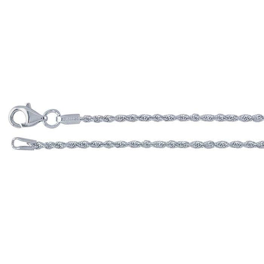 14K White Gold Diamond-Cut Solid Rope Chain