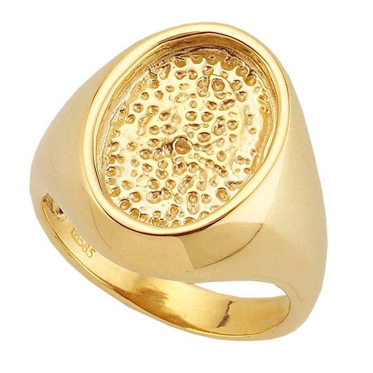 14K Yellow Gold 14 x Oval Cabochon Ring Mounting