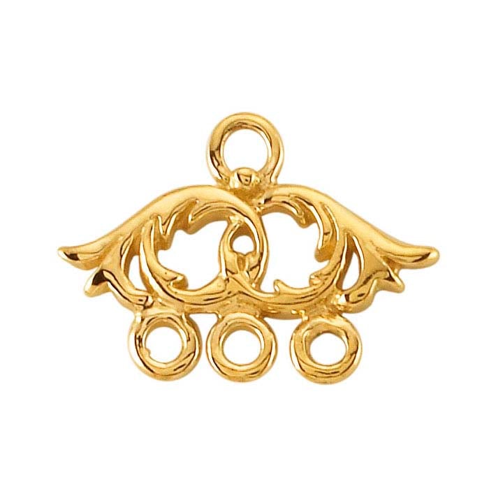 Barra final de tres hilos de filigrana en oro amarillo de 14K