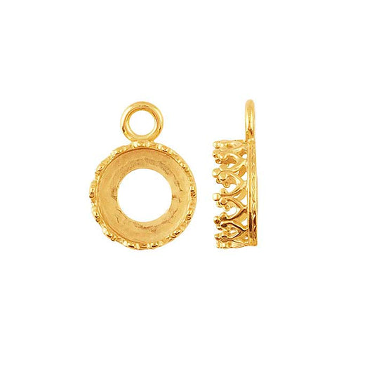 14K Yellow Gold Round Gallery Wire Cabochon Component Mounting