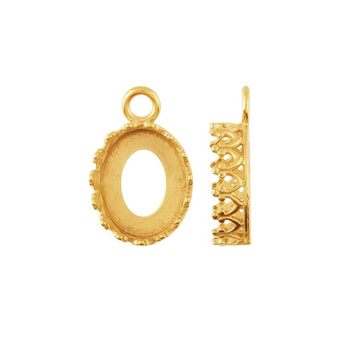 14K Yellow Gold Oval Gallery Wire Cabochon Component Mounting