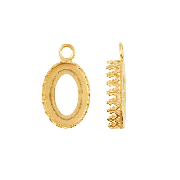 14K Yellow Gold Oval Gallery Wire Cabochon Component Mounting