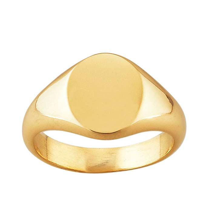 Bague chevalière ovale 11 x en or jaune 14 carats