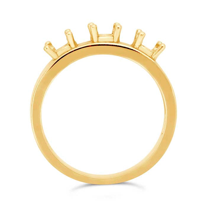 14K Yellow Gold Three-Stone Ring Mounting