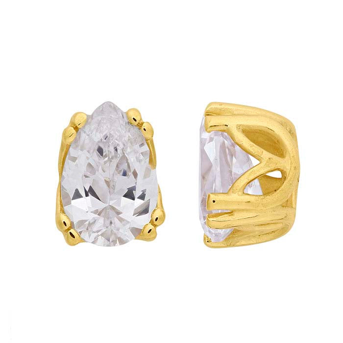 14K guldbelagt pære for-udskåret dobbelt-tang 4-tangs fatning