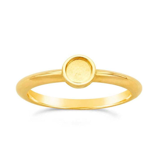 14K Yellow Gold Round Cabochon Ring Mounting