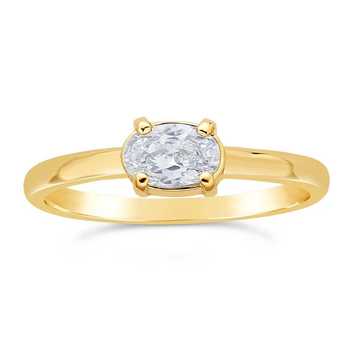 14K Yellow Gold Oval Ring Mounting