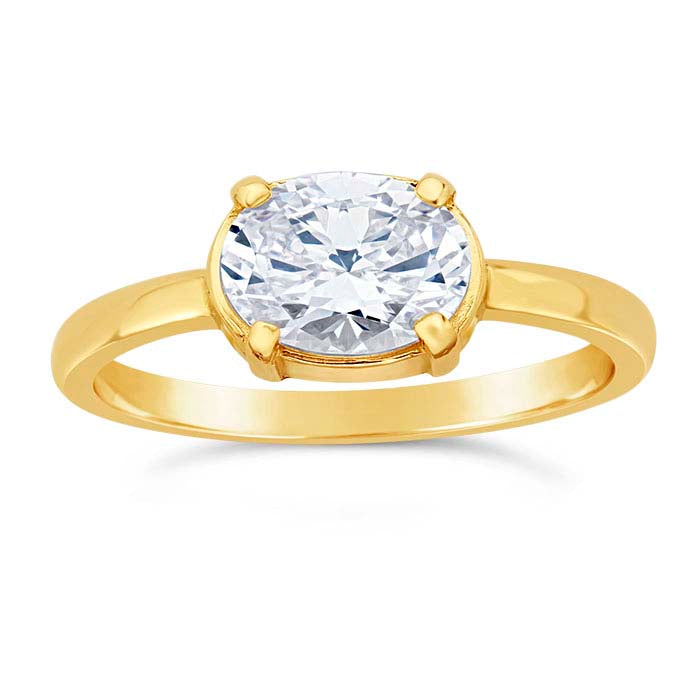 14K Yellow Gold Oval Ring Mounting