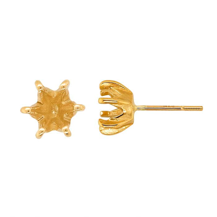 14K Yellow Gold Hexagon ReadySet™ Post Earring Mounting