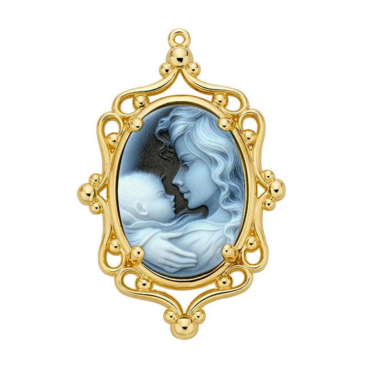 14K Yellow Gold 30 x Oval Cameo/Cabochon Filigree Pendant Mounting