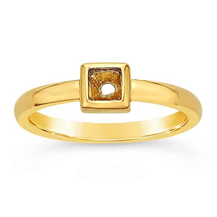 14K Yellow Gold Square Ring Mounting