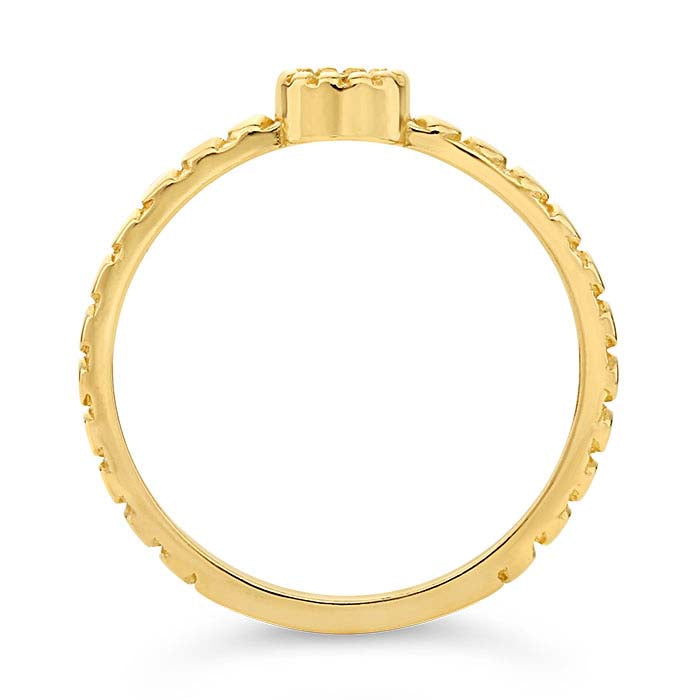 14K Yellow Gold Beaded Round Ring Mounting