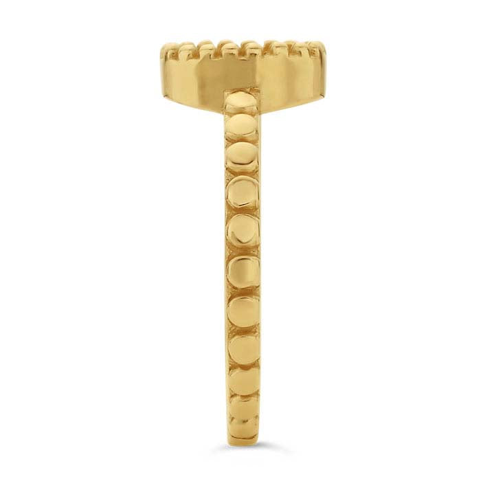 14K Yellow Gold Beaded Oval Ring Mounting