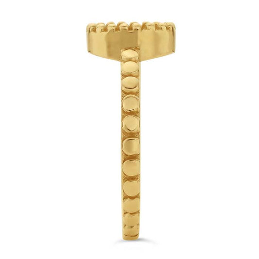 14K Yellow Gold Beaded Oval Ring Mounting